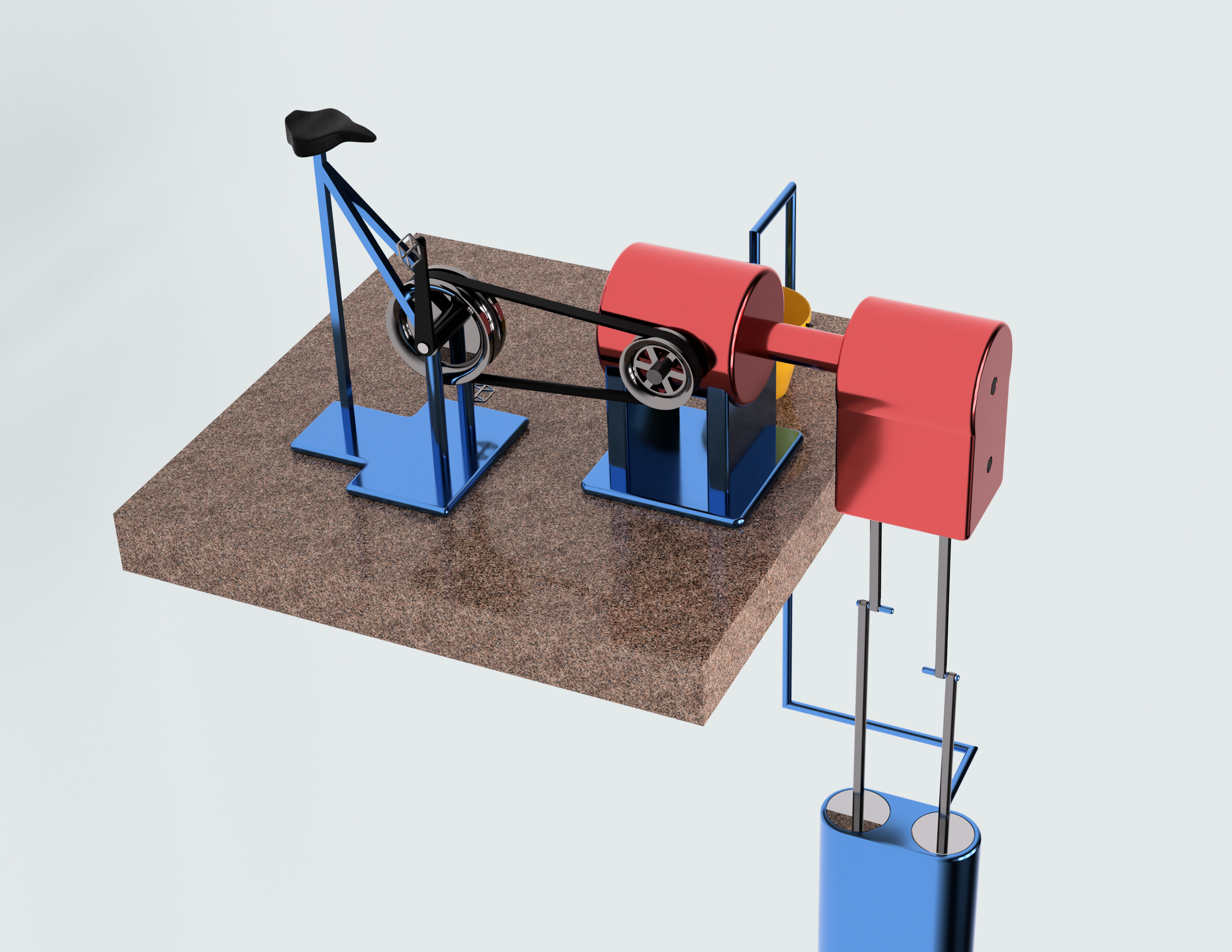 Foot operated water pump render